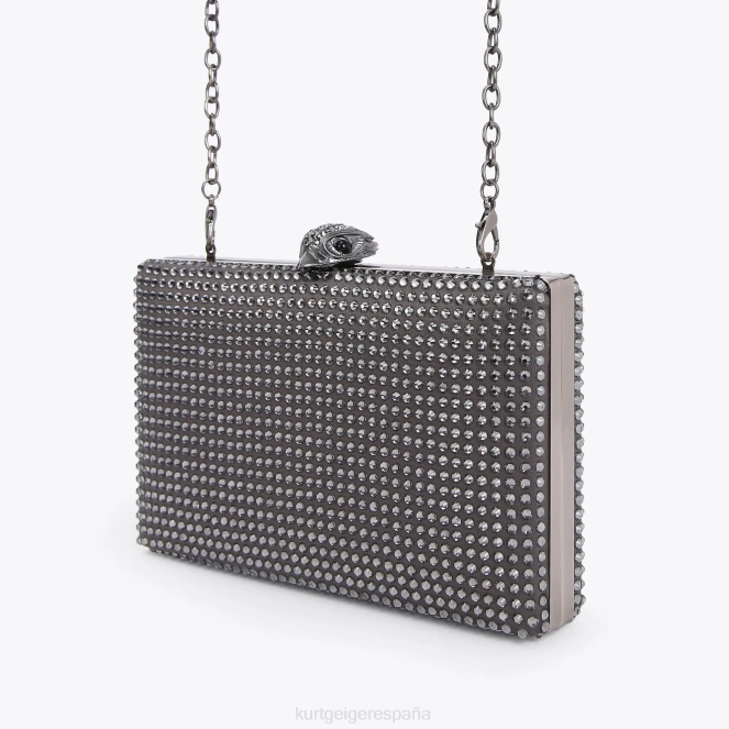 Kurt Geiger mujer bolso de mano Kensington con cristales de Londres 2LPR55 | bolsas gris